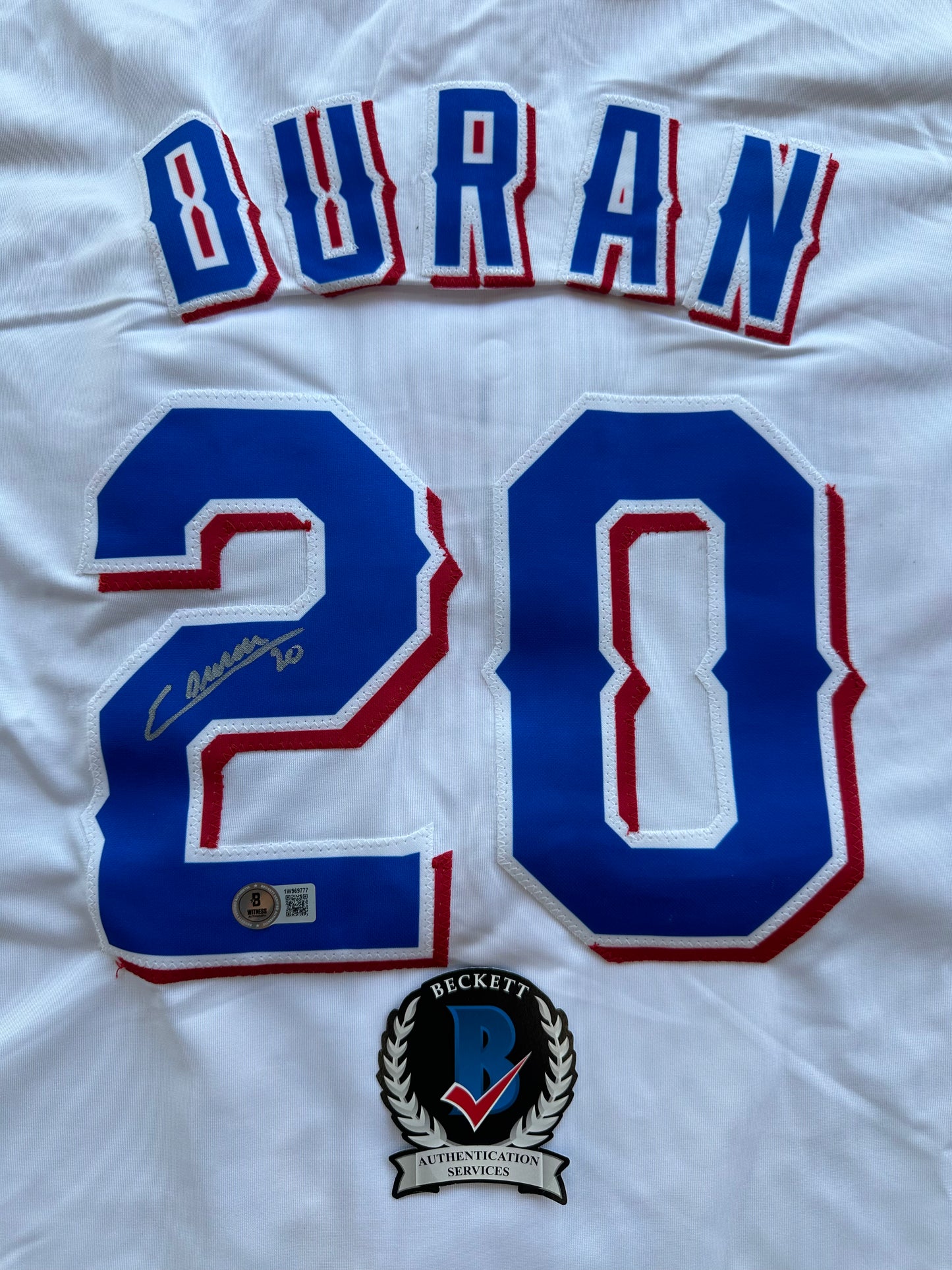 EZEQUIEL DURAN TEXAS RANGERS SIGNED White JERSEY XL BAS COA