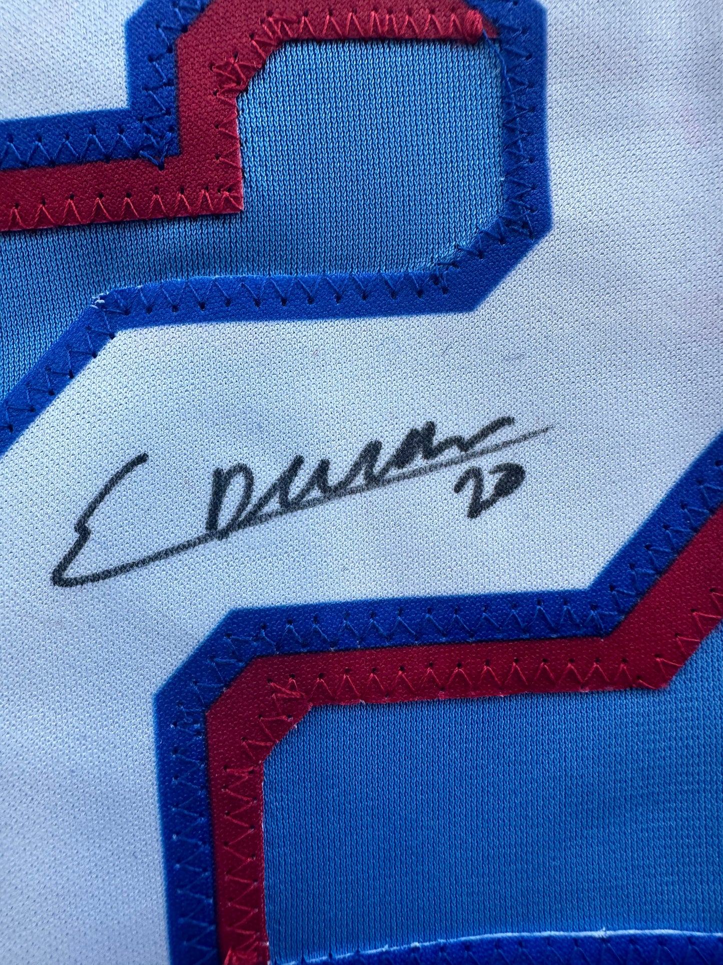 EZEQUIEL DURAN TEXAS RANGERS SIGNED Light Blue JERSEY XL BAS COA