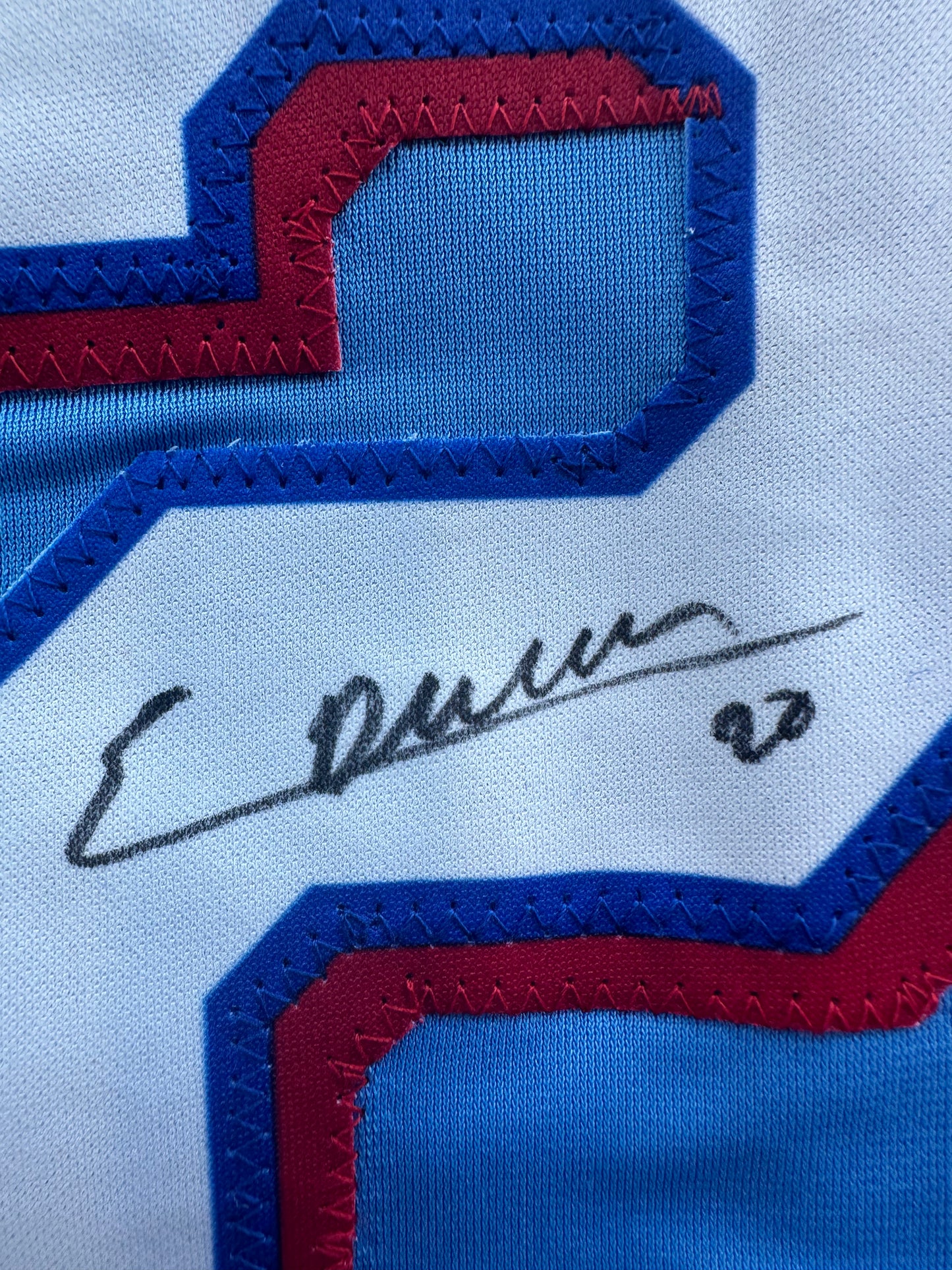 EZEQUIEL DURAN TEXAS RANGERS SIGNED Light Blue JERSEY XL BAS COA