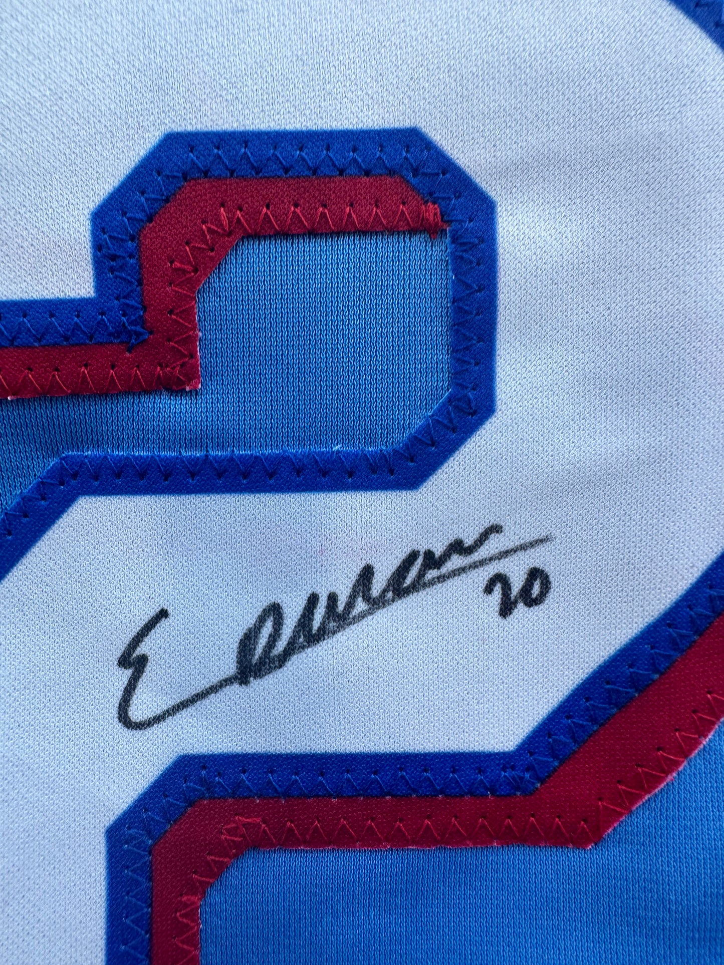 EZEQUIEL DURAN TEXAS RANGERS SIGNED Light Blue JERSEY XL BAS COA