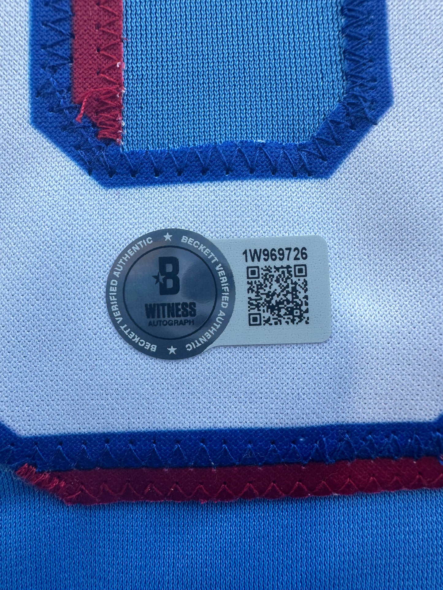 JUSTIN FOSCUE TEXAS RANGERS SIGNED Light Blue JERSEY XL BAS COA