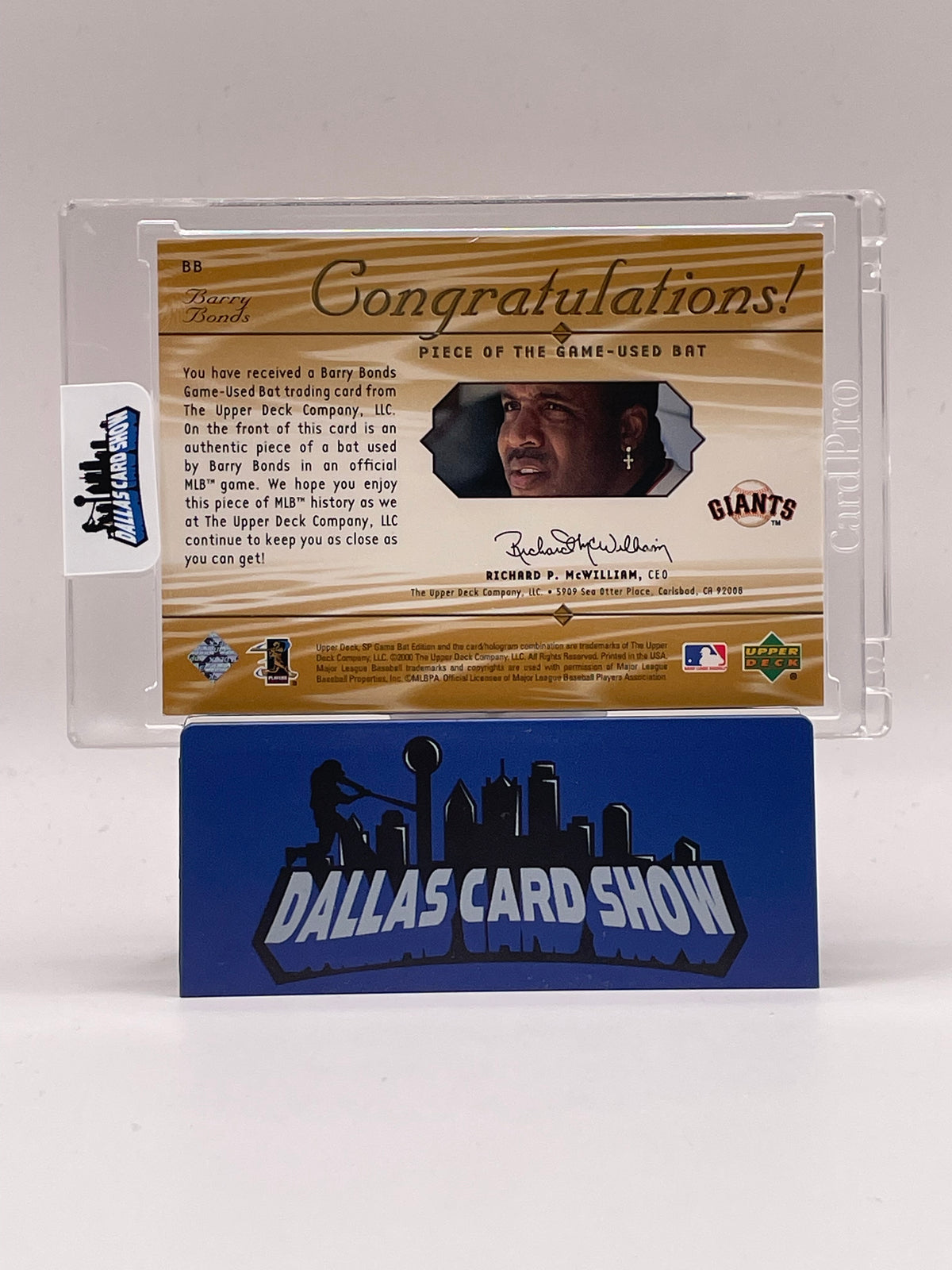 2000 SP Game Used #BB Barry Bonds Piece of The Game Bat Relic