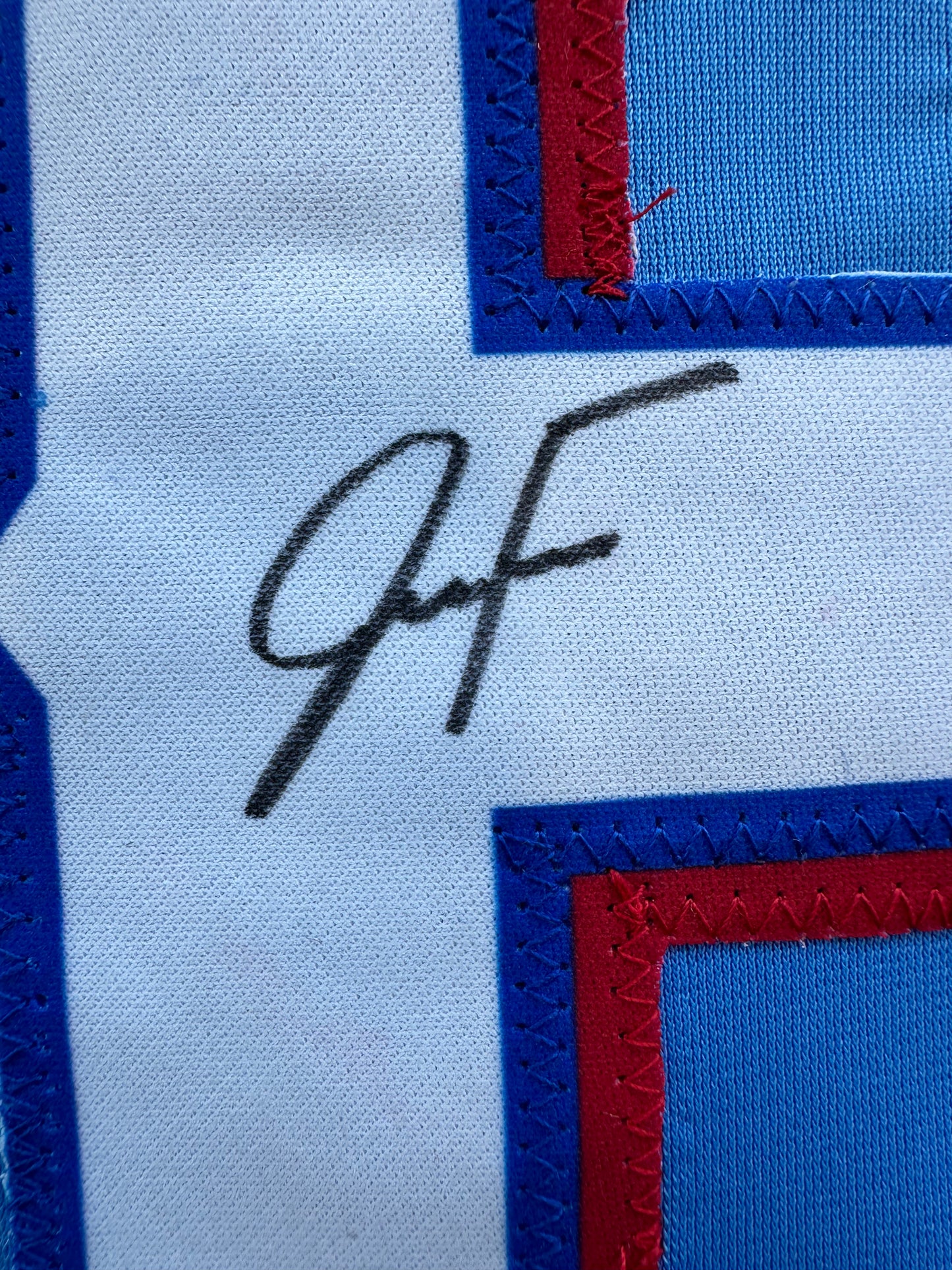 JUSTIN FOSCUE TEXAS RANGERS SIGNED Light Blue JERSEY XL BAS COA