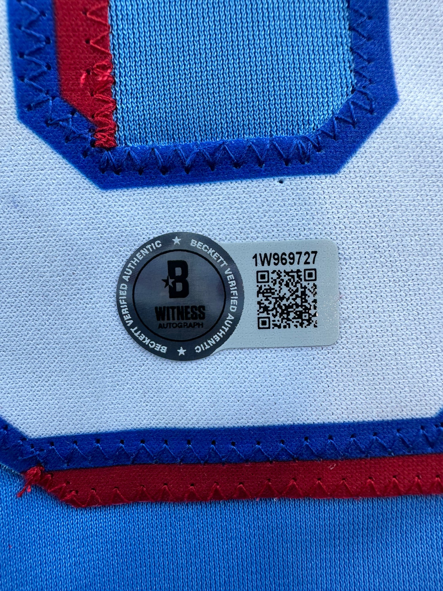 JUSTIN FOSCUE TEXAS RANGERS SIGNED Light Blue JERSEY XL BAS COA