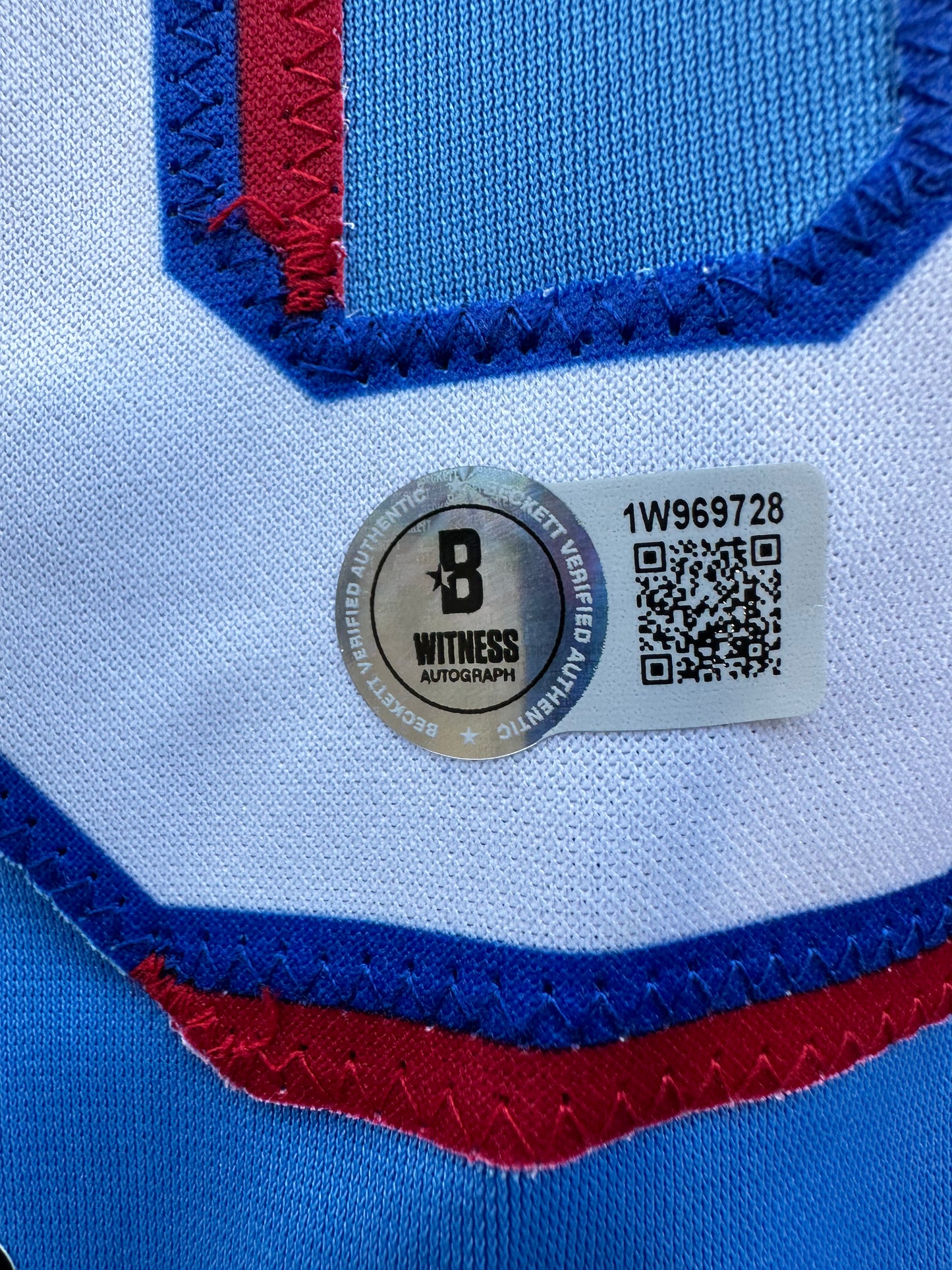 JUSTIN FOSCUE TEXAS RANGERS SIGNED Light Blue JERSEY XL BAS COA