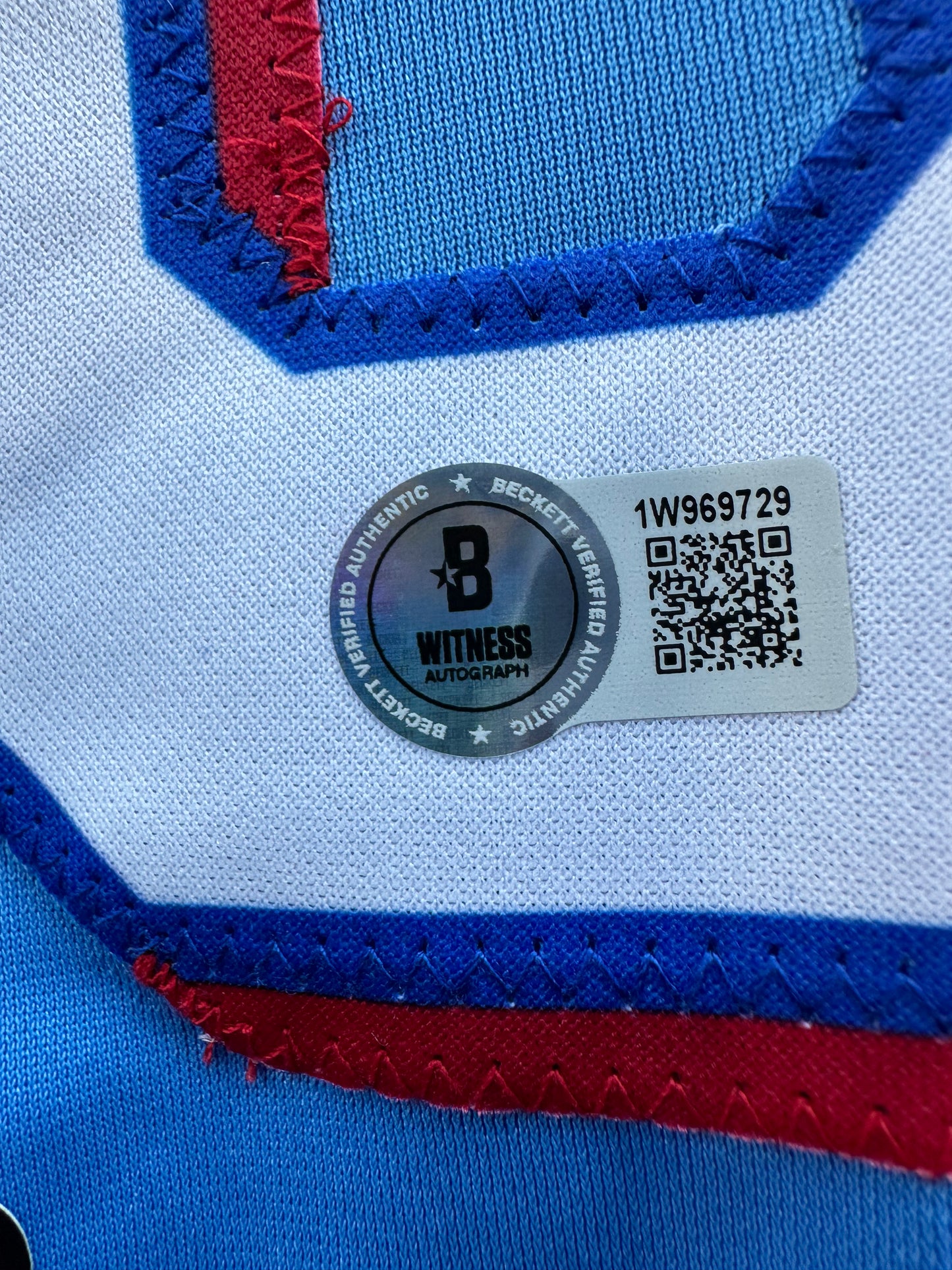 JUSTIN FOSCUE TEXAS RANGERS SIGNED Light Blue JERSEY XL BAS COA