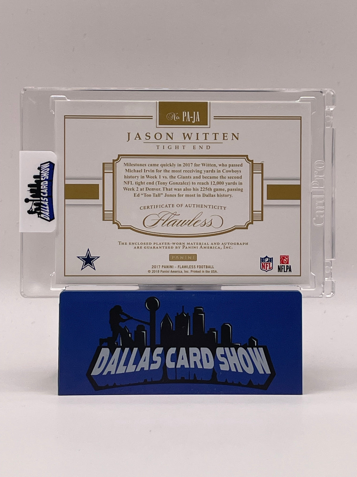 2017 Panini Flawless #PA-JA Jason Witten Patch Autograph /15