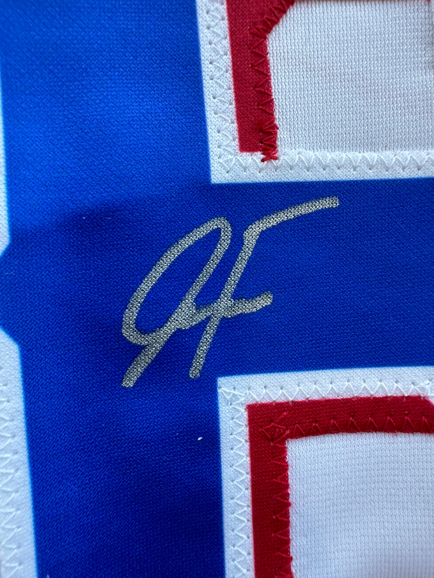 JUSTIN FOSCUE TEXAS RANGERS SIGNED White JERSEY XL BAS COA