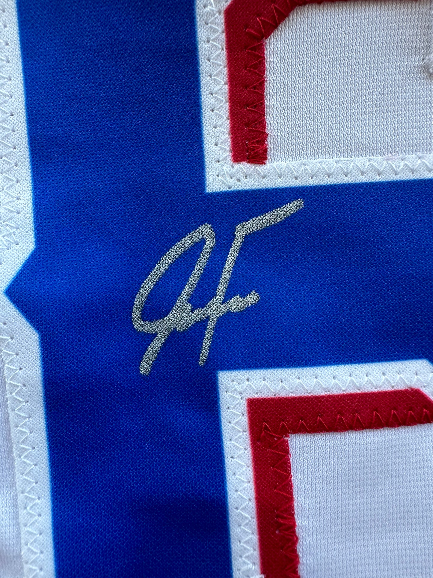 JUSTIN FOSCUE TEXAS RANGERS SIGNED White JERSEY XL BAS COA