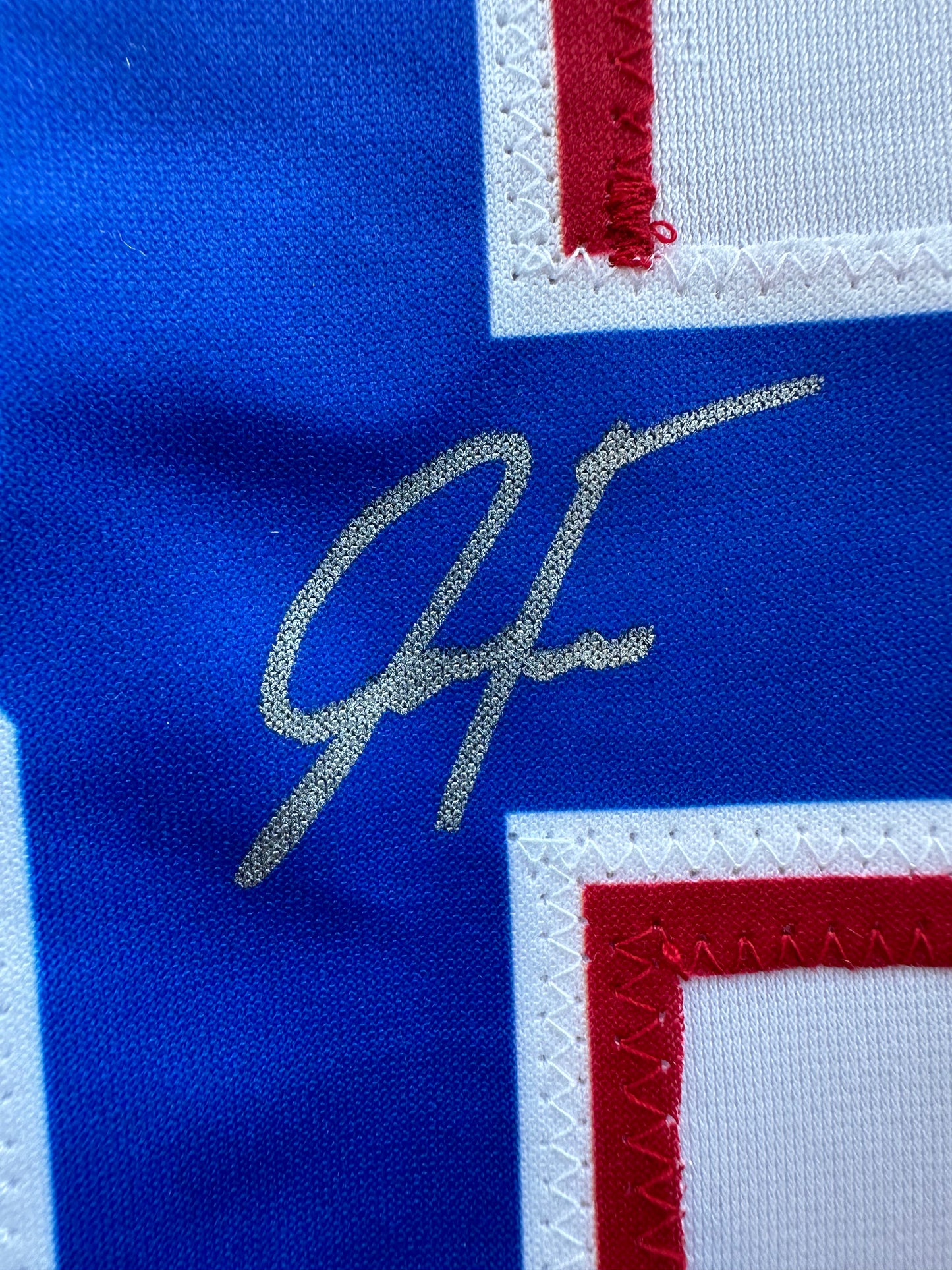 JUSTIN FOSCUE TEXAS RANGERS SIGNED White JERSEY XL BAS COA