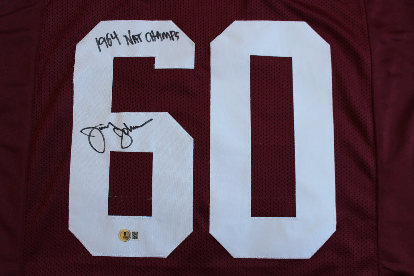 JIMMY JOHNSON SIGNED FOOTBALL JERSEY ARKANSAS RAZORBACKS w/INSC Cowboys BAS