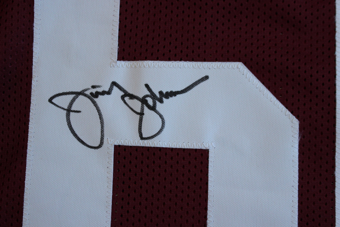 JIMMY JOHNSON SIGNED FOOTBALL JERSEY ARKANSAS RAZORBACKS w/INSC Cowboys BAS