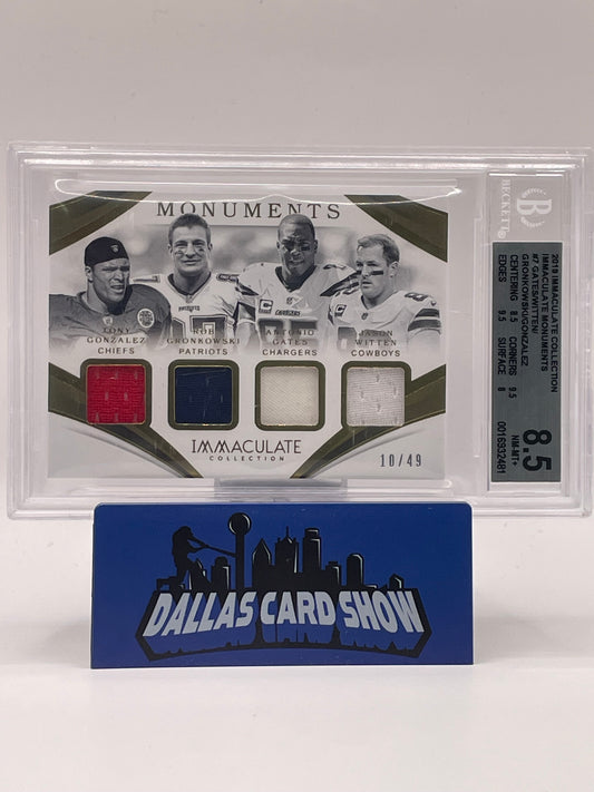 2019 Panini Immaculate Gates/Witten/Gronkowski/Gonzalez Memorbilia /49 BS 8.5