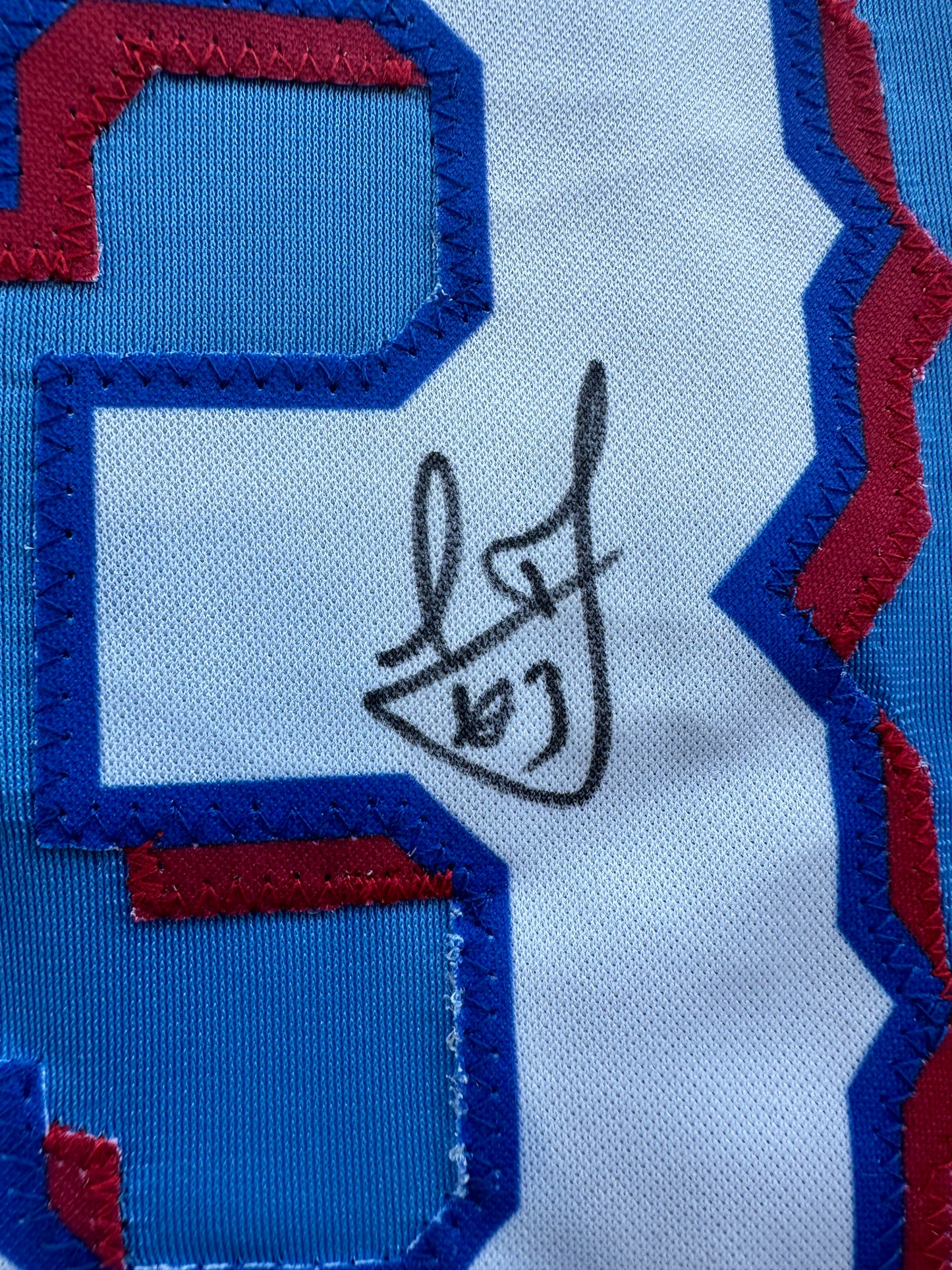 LEODY TAVERAS TEXAS RANGERS SIGNED Light Blue JERSEY size XL BAS COA