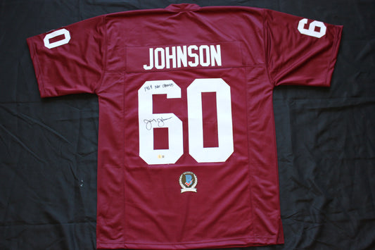 JIMMY JOHNSON SIGNED FOOTBALL JERSEY ARKANSAS RAZORBACKS w/INSC Cowboys BAS