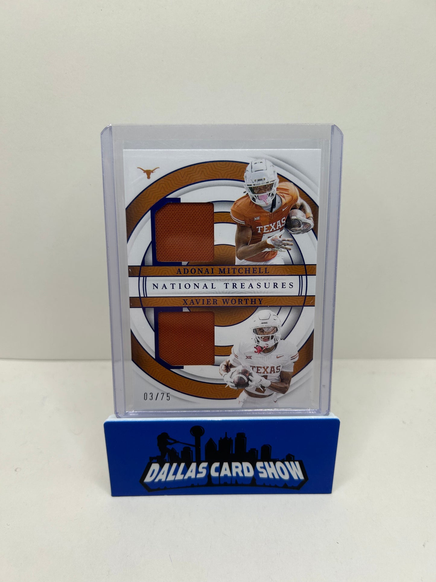 2024 National Treasures Adonai Mitchell Xavier Worthy Blue Jersey Patch /75