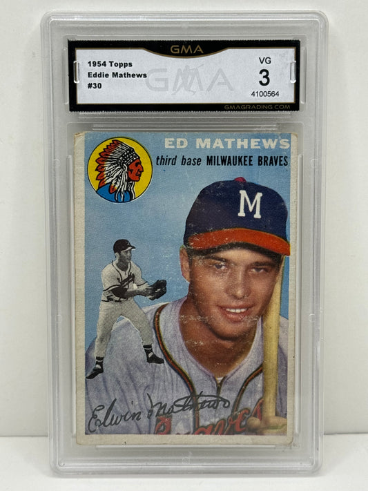 1954 Topps #30 Eddie Mathews GMA 3