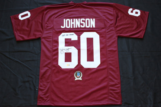 JIMMY JOHNSON SIGNED FOOTBALL JERSEY ARKANSAS RAZORBACKS w/INSC Cowboys BAS