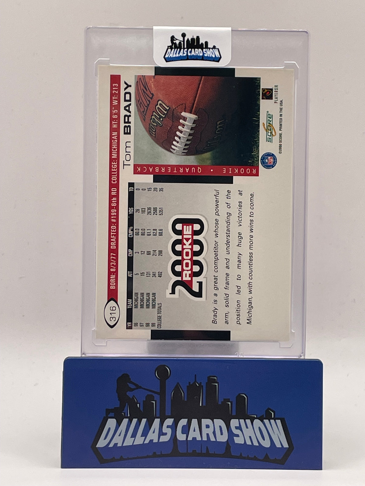 2000 Score #316 Tom Brady Rookie RC