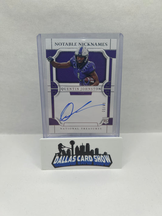 2023 National Treasures QUENTIN JOHNSTON Collegiate Notable Nicknames AUTO #/49