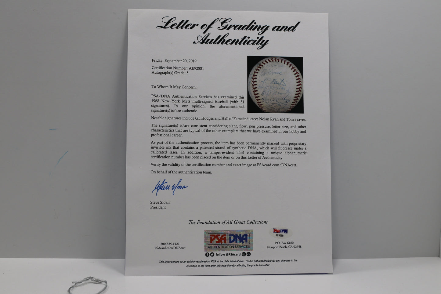 1968 NEW YORK METS SIGNED SPALDING BASEBALL Nolan Ryan Tom Seaver Gil Hodges PSA