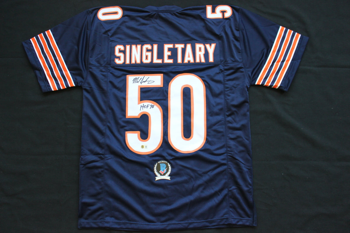 MIKE SINGLETARY CHICAGO BEARS SIGNED DARK NAVY JERSEY w/HOF 98 Baylor Bears BAS