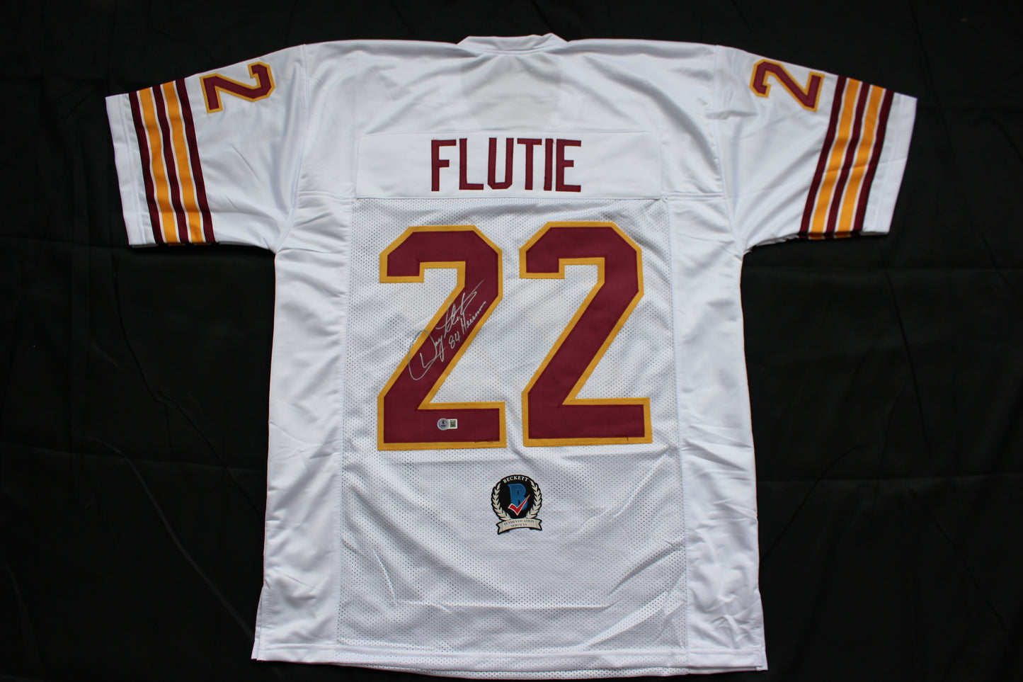 DOUG FLUTIE BOSTON COLLEGE EAGLES SIGNED HOME FOOTBALL JERSEY w/84Heisman Bills BAS COA