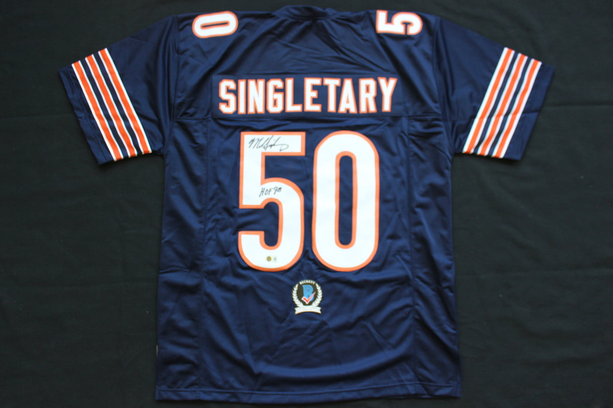 MIKE SINGLETARY CHICAGO BEARS SIGNED DARK NAVY JERSEY w/HOF 98 Baylor Bears BAS