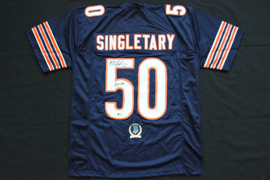 MIKE SINGLETARY CHICAGO BEARS SIGNED DARK NAVY JERSEY w/HOF 98 Baylor Bears BAS
