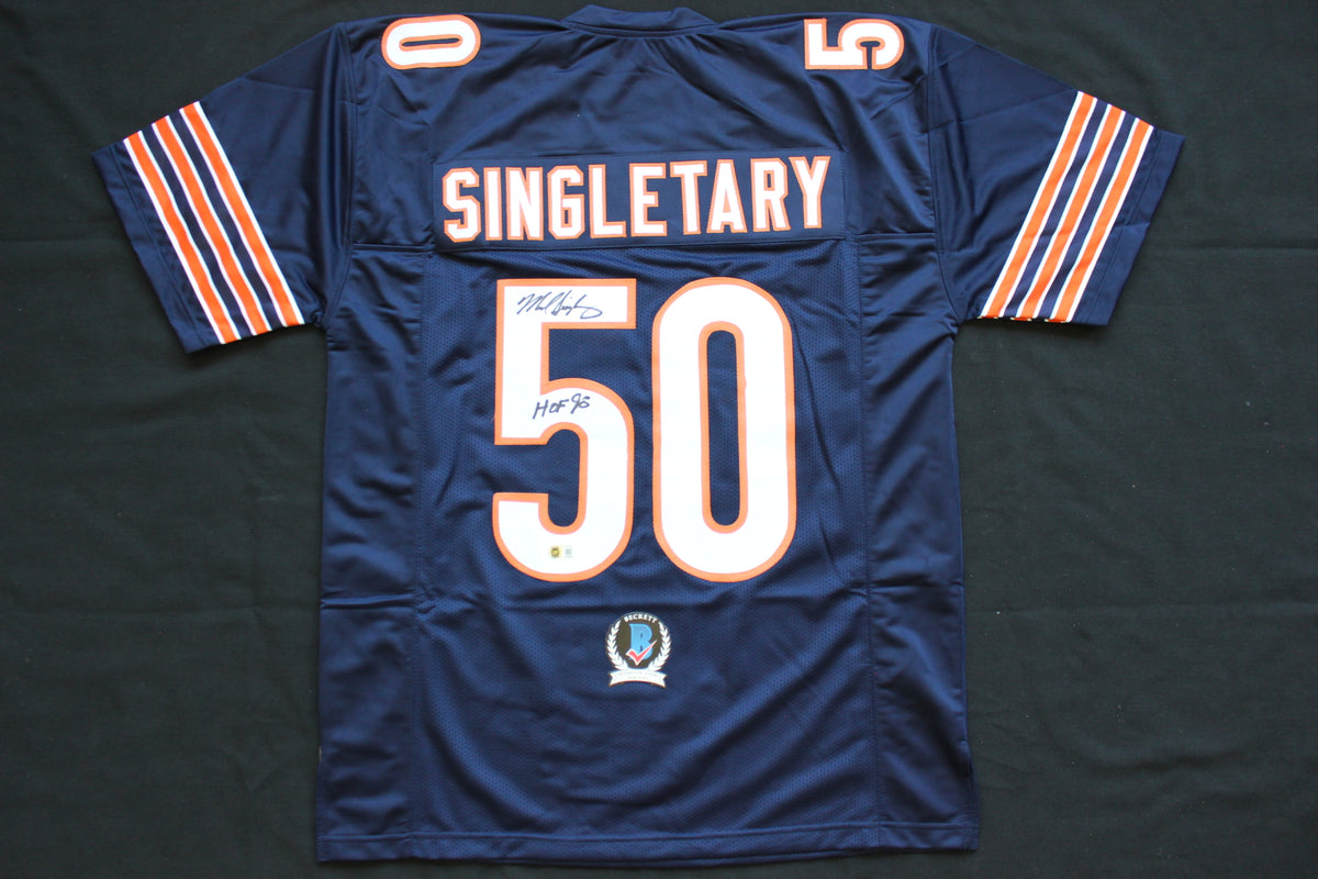 MIKE SINGLETARY CHICAGO BEARS SIGNED DARK NAVY JERSEY w/HOF 98 Baylor Bears BAS