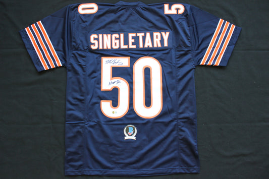 MIKE SINGLETARY CHICAGO BEARS SIGNED DARK NAVY JERSEY w/HOF 98 Baylor Bears BAS