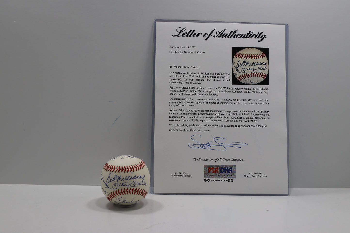 500 HOMERUN CLUB SIGNED RAWLINGS ONL BASBEBALL Mickey Mantle Mays Aaron PSA