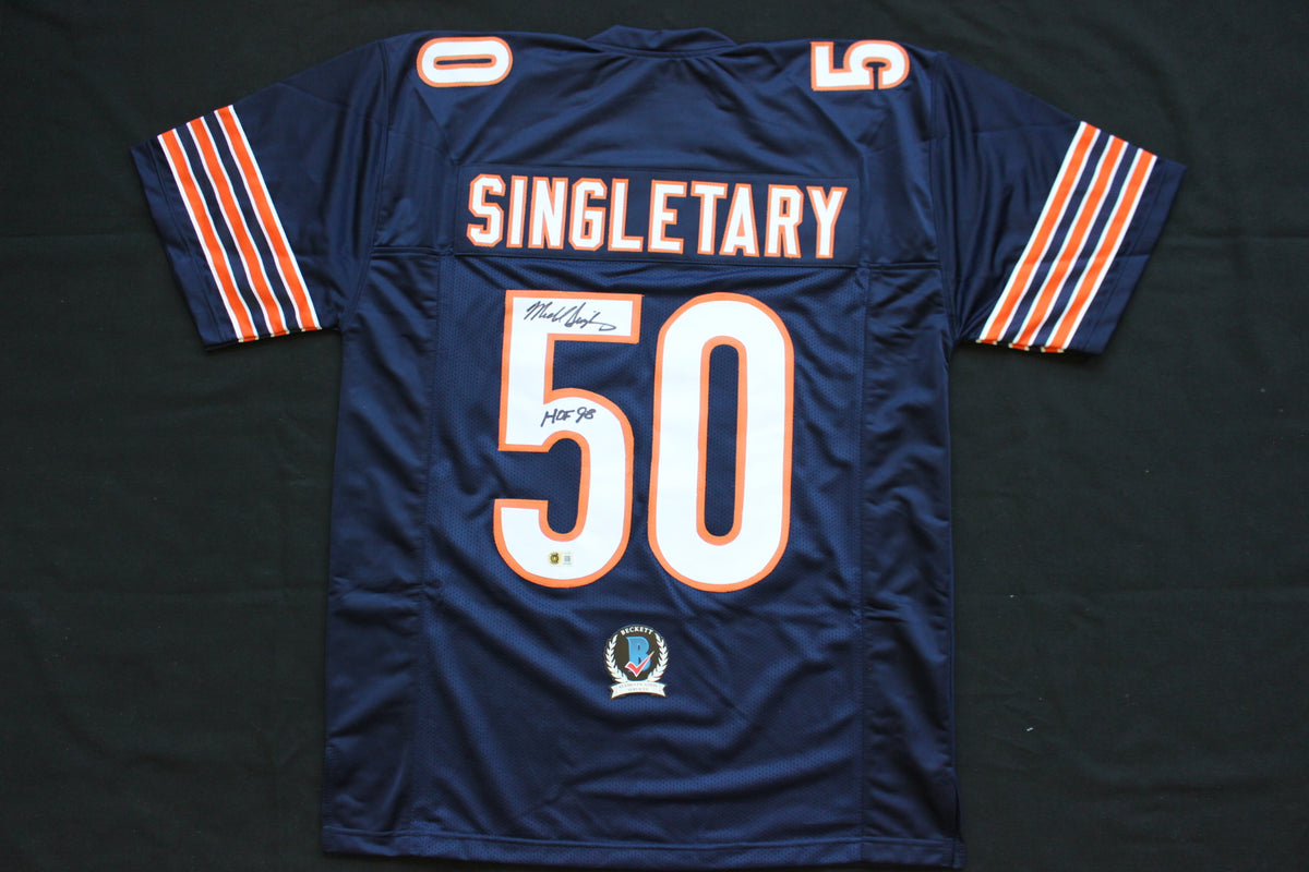 MIKE SINGLETARY CHICAGO BEARS SIGNED DARK NAVY JERSEY w/HOF 98 Baylor Bears BAS