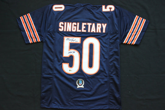 MIKE SINGLETARY CHICAGO BEARS SIGNED DARK NAVY JERSEY w/HOF 98 Baylor Bears BAS
