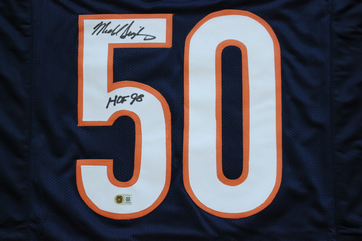 MIKE SINGLETARY CHICAGO BEARS SIGNED DARK NAVY JERSEY w/HOF 98 Baylor Bears BAS