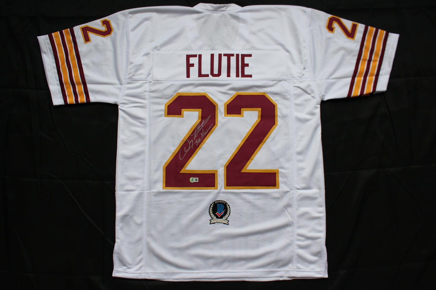 DOUG FLUTIE BOSTON COLLEGE EAGLES SIGNED HOME FOOTBALL JERSEY w/84Heisman Bills BAS COA