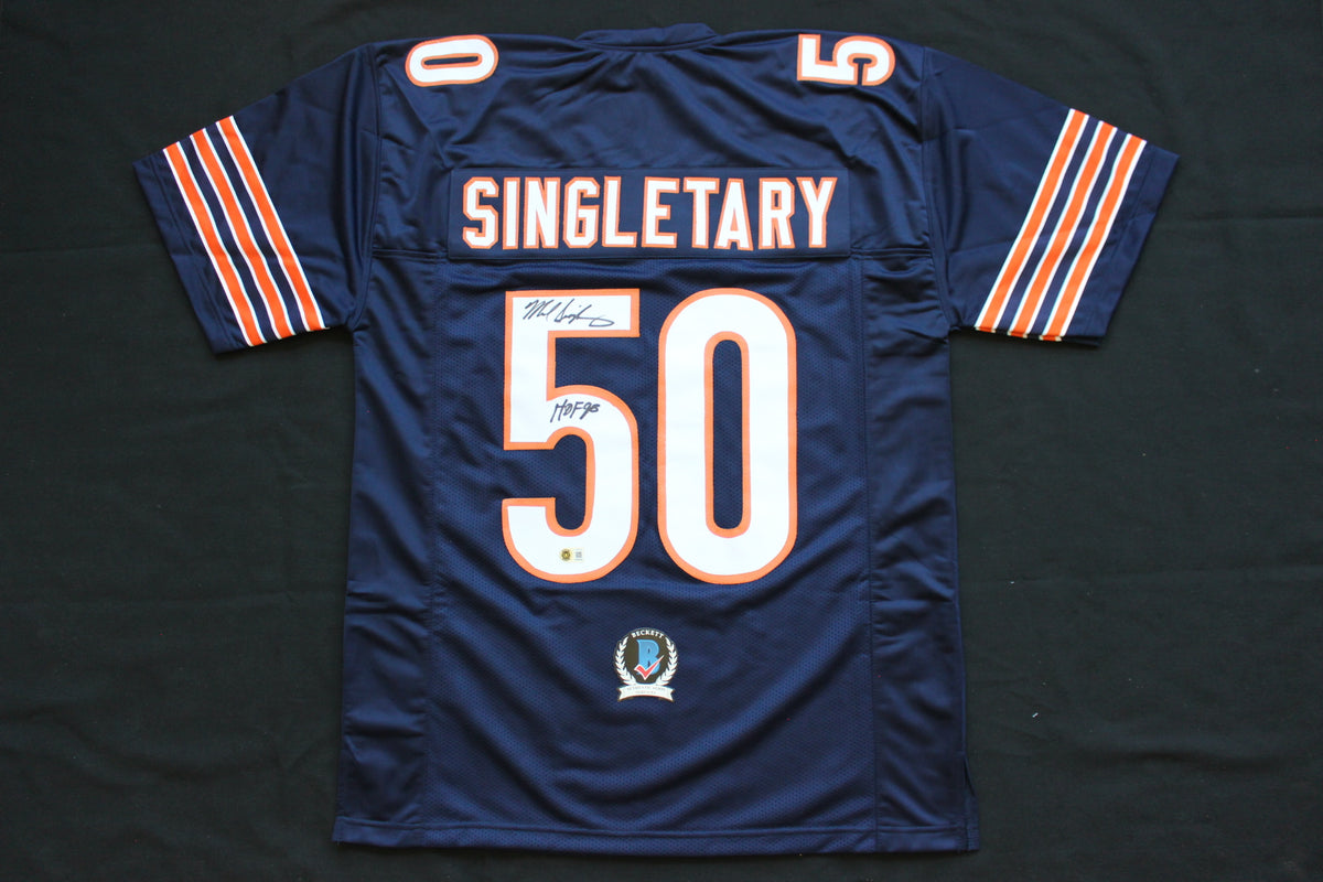 MIKE SINGLETARY CHICAGO BEARS SIGNED DARK NAVY JERSEY w/HOF 98 Baylor Bears BAS