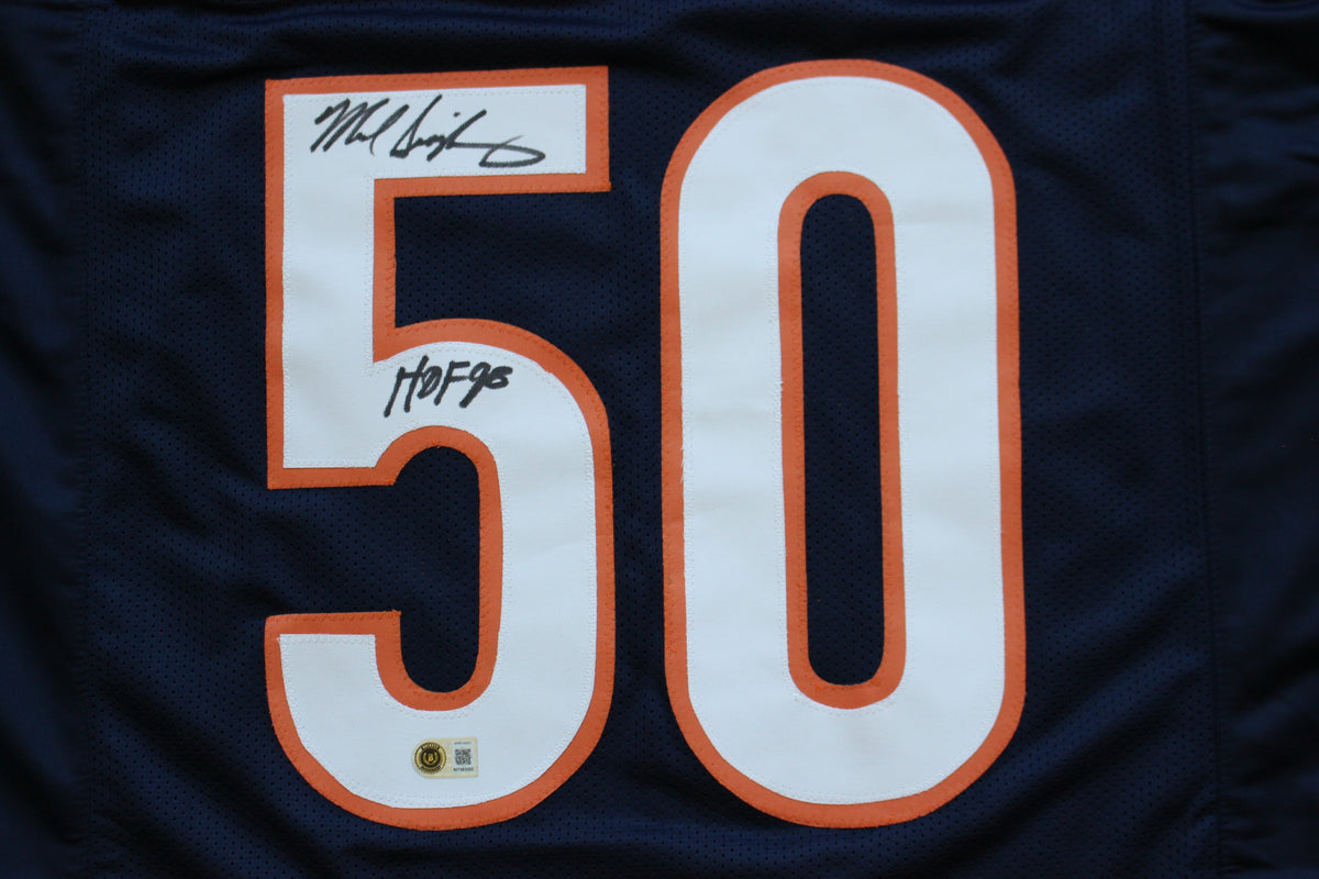 MIKE SINGLETARY CHICAGO BEARS SIGNED DARK NAVY JERSEY w/HOF 98 Baylor Bears BAS