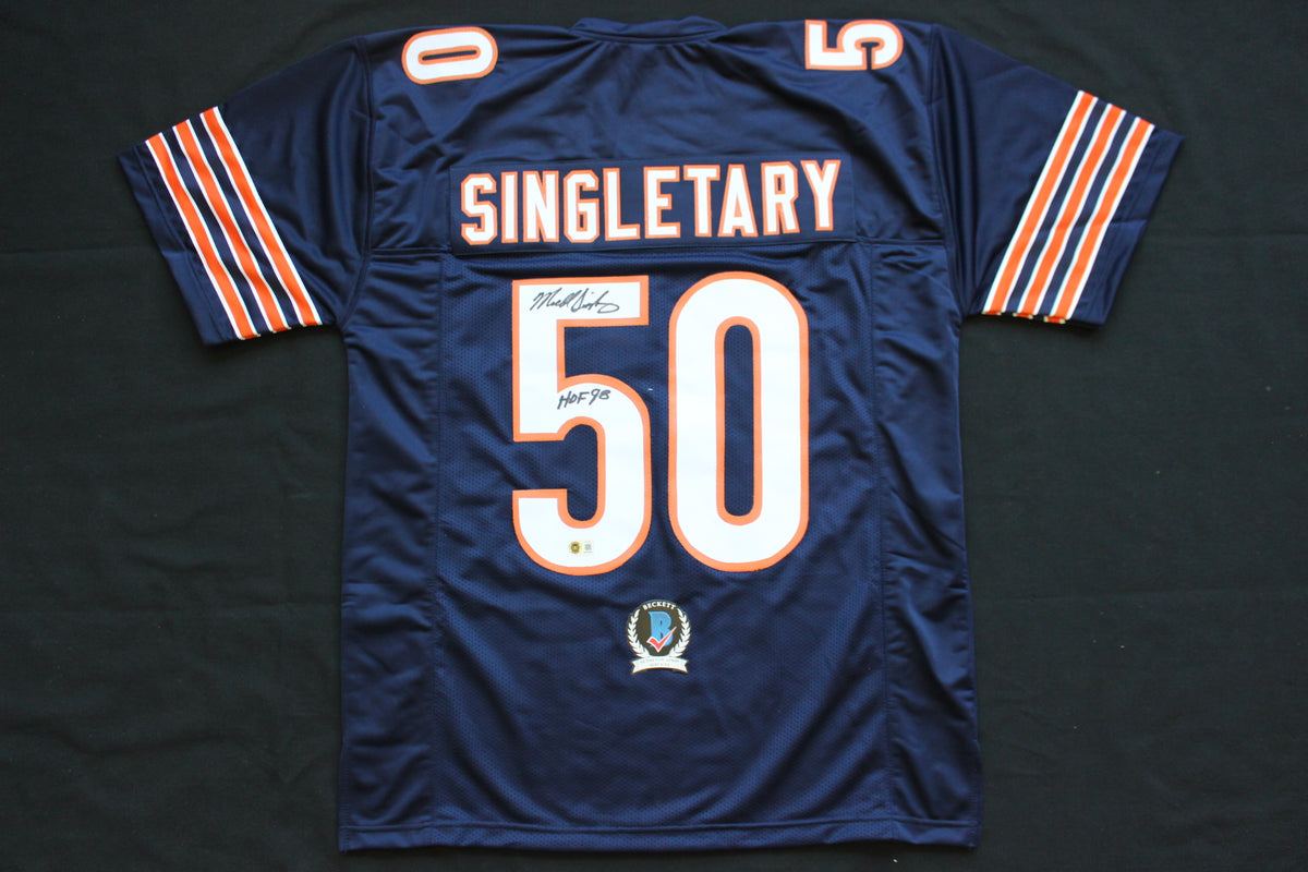 MIKE SINGLETARY CHICAGO BEARS SIGNED DARK NAVY JERSEY w/HOF 98 Baylor Bears BAS