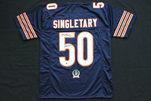 MIKE SINGLETARY CHICAGO BEARS SIGNED DARK NAVY JERSEY w/HOF 98 Baylor Bears BAS