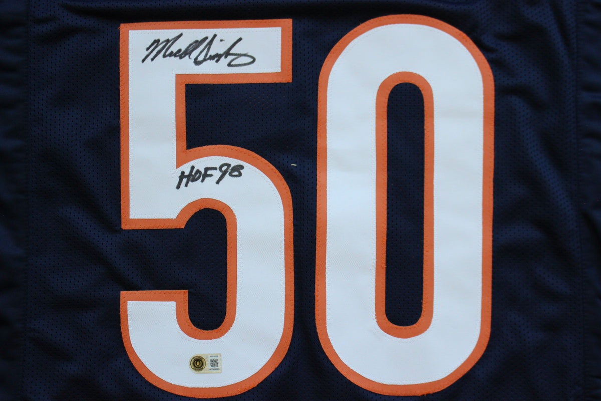 MIKE SINGLETARY CHICAGO BEARS SIGNED DARK NAVY JERSEY w/HOF 98 Baylor Bears BAS