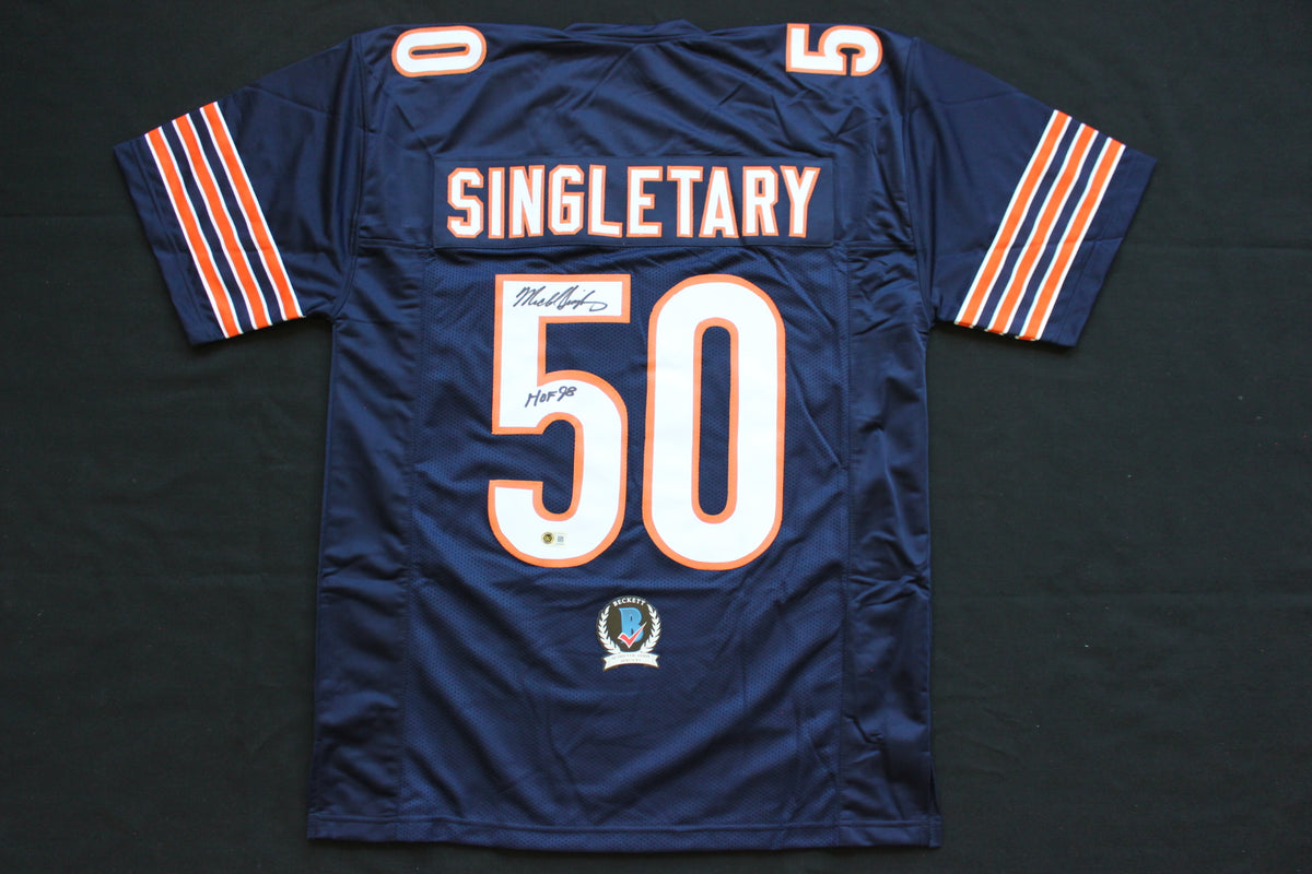 MIKE SINGLETARY CHICAGO BEARS SIGNED DARK NAVY JERSEY w/HOF 98 Baylor Bears BAS