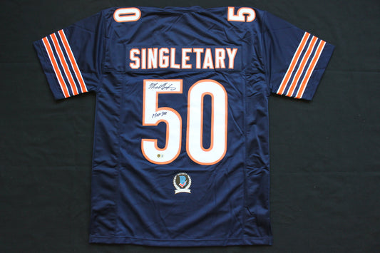 MIKE SINGLETARY CHICAGO BEARS SIGNED DARK NAVY JERSEY w/HOF 98 Baylor Bears BAS