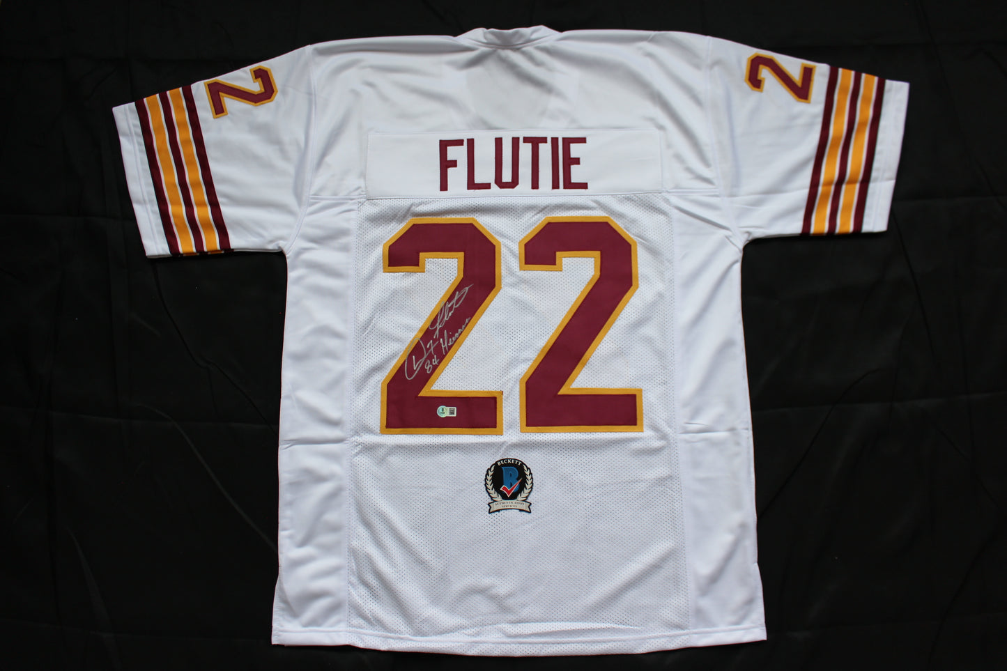 DOUG FLUTIE BOSTON COLLEGE EAGLES SIGNED HOME FOOTBALL JERSEY w/84Heisman Bills BAS COA