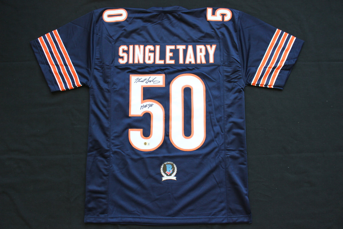 MIKE SINGLETARY CHICAGO BEARS SIGNED DARK NAVY JERSEY w/HOF 98 Baylor Bears BAS
