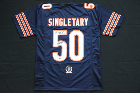 MIKE SINGLETARY CHICAGO BEARS SIGNED DARK NAVY JERSEY w/HOF 98 Baylor Bears BAS