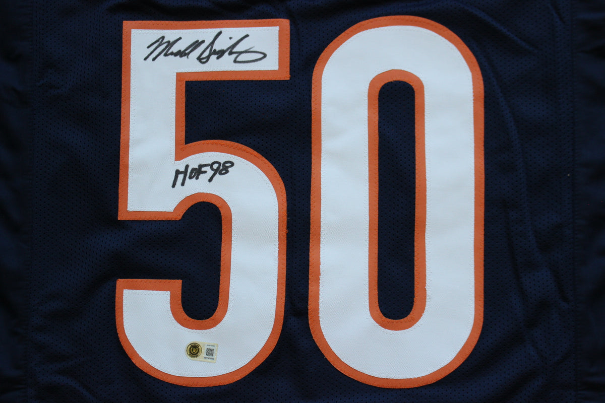 MIKE SINGLETARY CHICAGO BEARS SIGNED DARK NAVY JERSEY w/HOF 98 Baylor Bears BAS