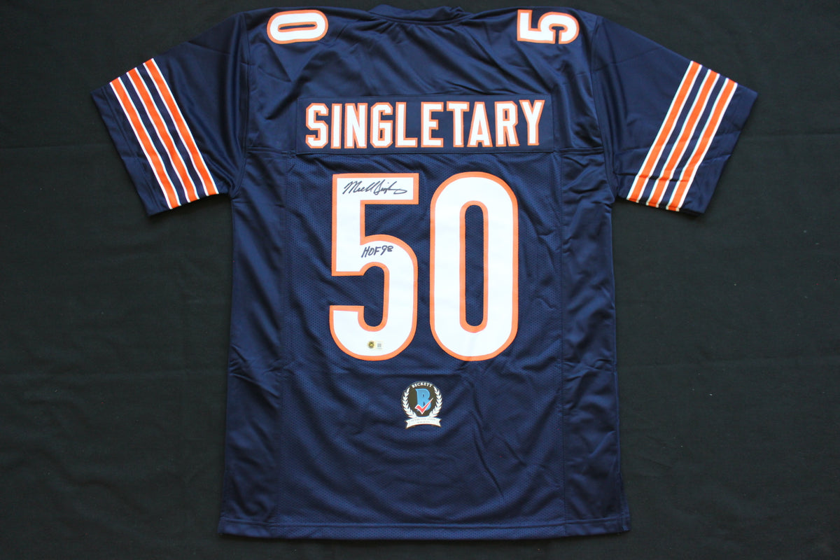 MIKE SINGLETARY CHICAGO BEARS SIGNED DARK NAVY JERSEY w/HOF 98 Baylor Bears BAS