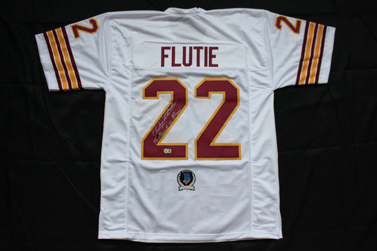 DOUG FLUTIE BOSTON COLLEGE EAGLES SIGNED FOOTBALL JERSEY w/"Miracle in Miami" Bills BAS COA