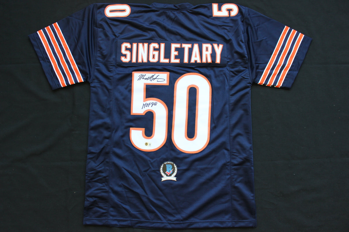 MIKE SINGLETARY CHICAGO BEARS SIGNED DARK NAVY JERSEY w/HOF 98 Baylor Bears BAS